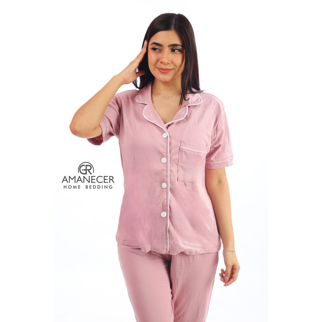 PIJAMA MANGA CORTA PALO ROSA