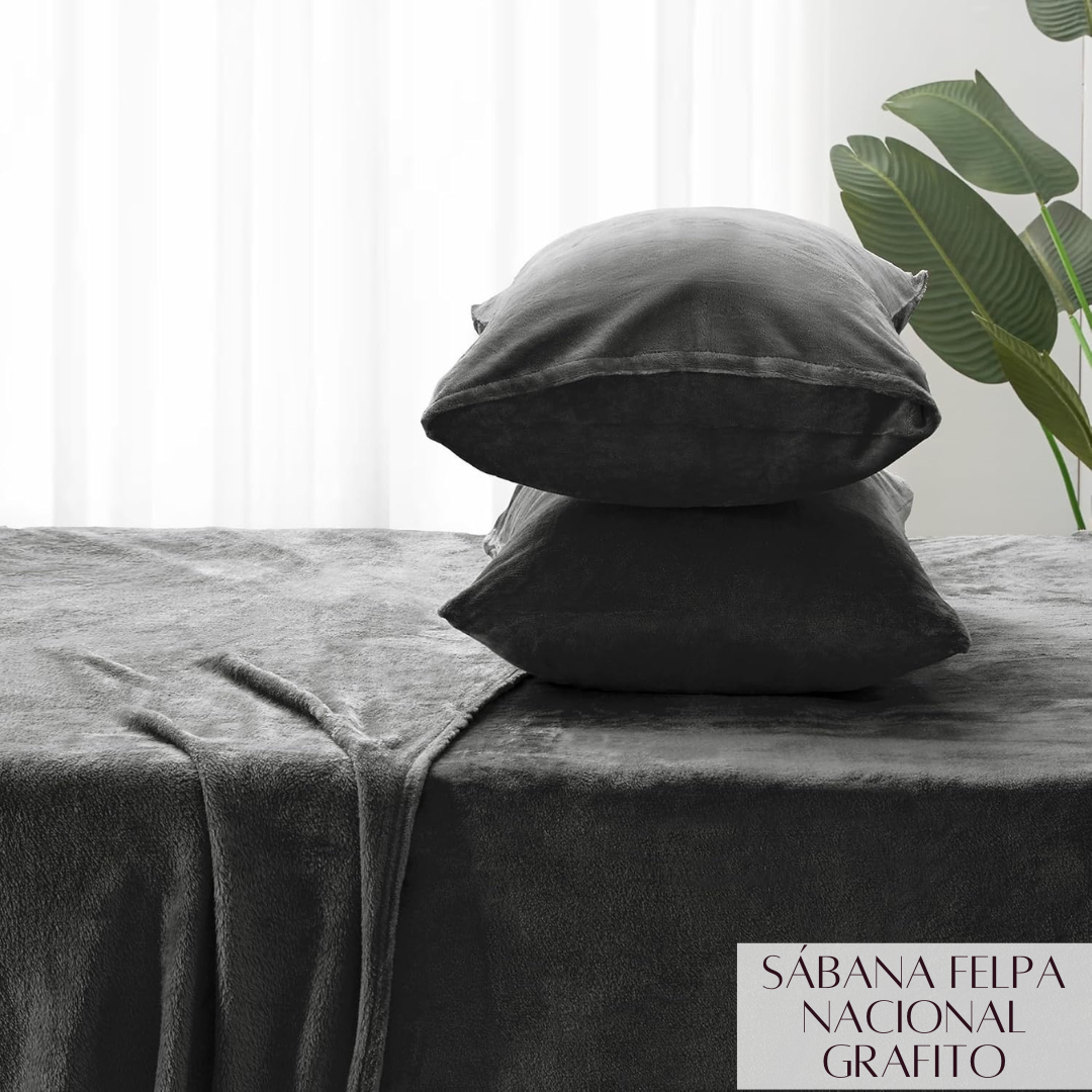 SABANA DE FELPA NACIONAL GRAFITO