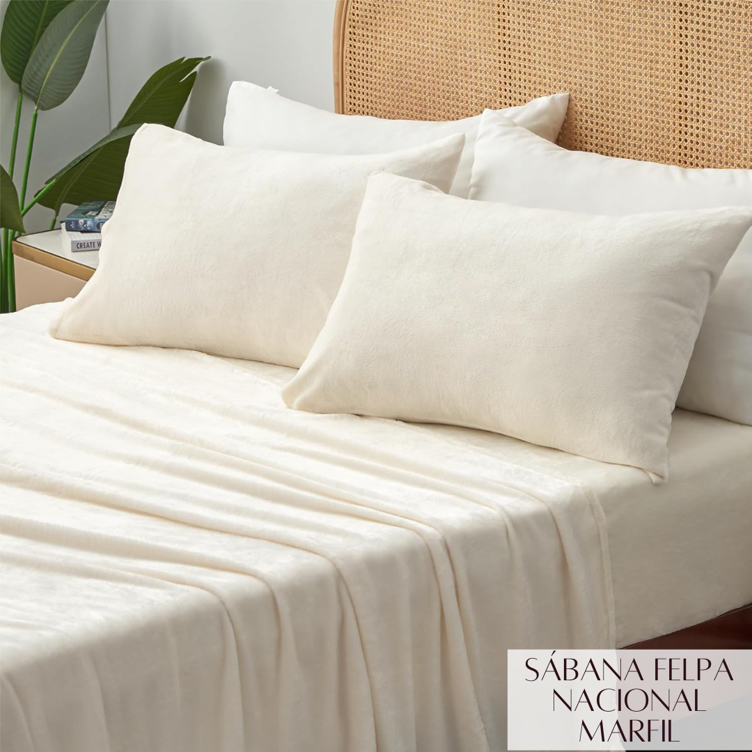 SABANA DE FELPA NACIONAL MARFIL