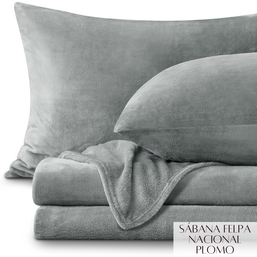 SABANA DE FELPA NACIONAL PLOMO
