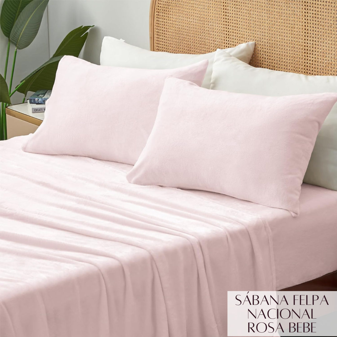 SABANA DE FELPA NACIONAL ROSA BEBE