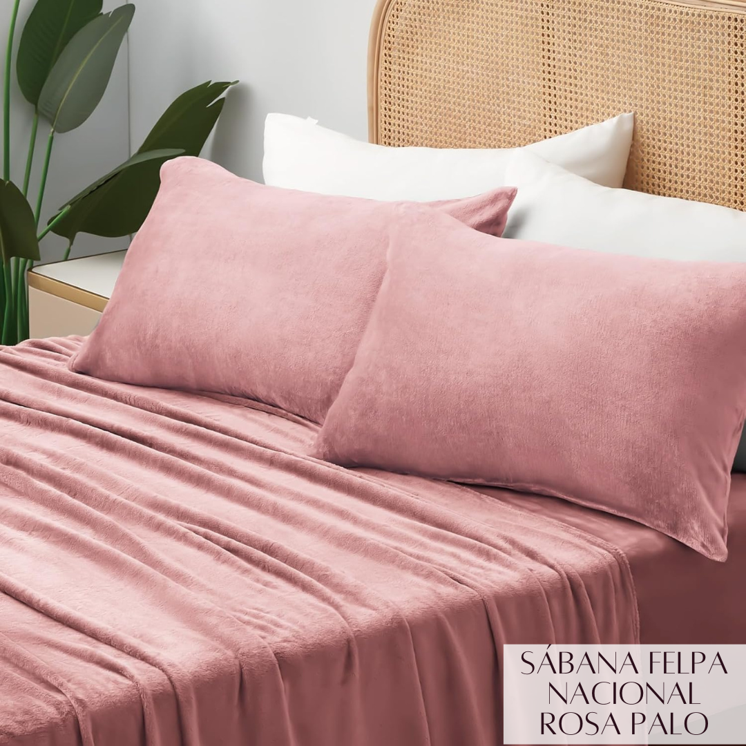 SABANA DE FELPA NACIONAL ROSA PALO