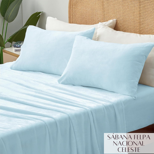 SABANA DE FELPA NACIONAL CELESTE BEBE