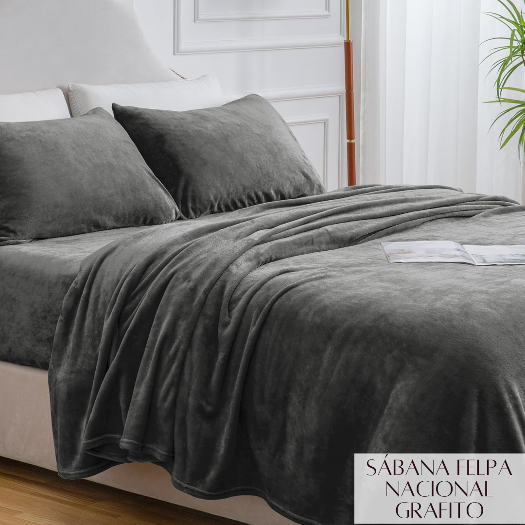 SABANA DE FELPA NACIONAL GRAFITO