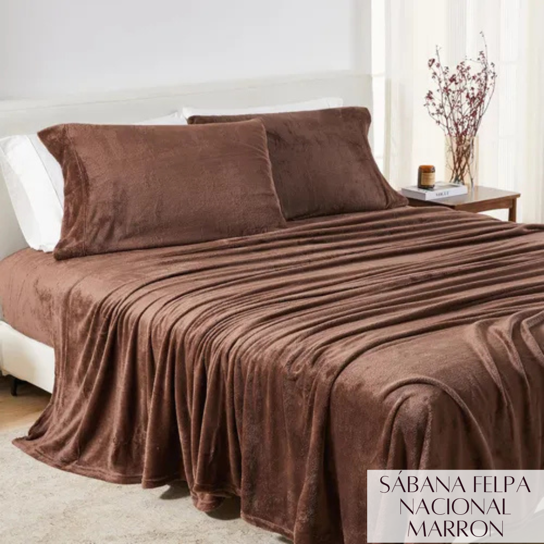 SABANA DE FELPA NACIONAL MARRON