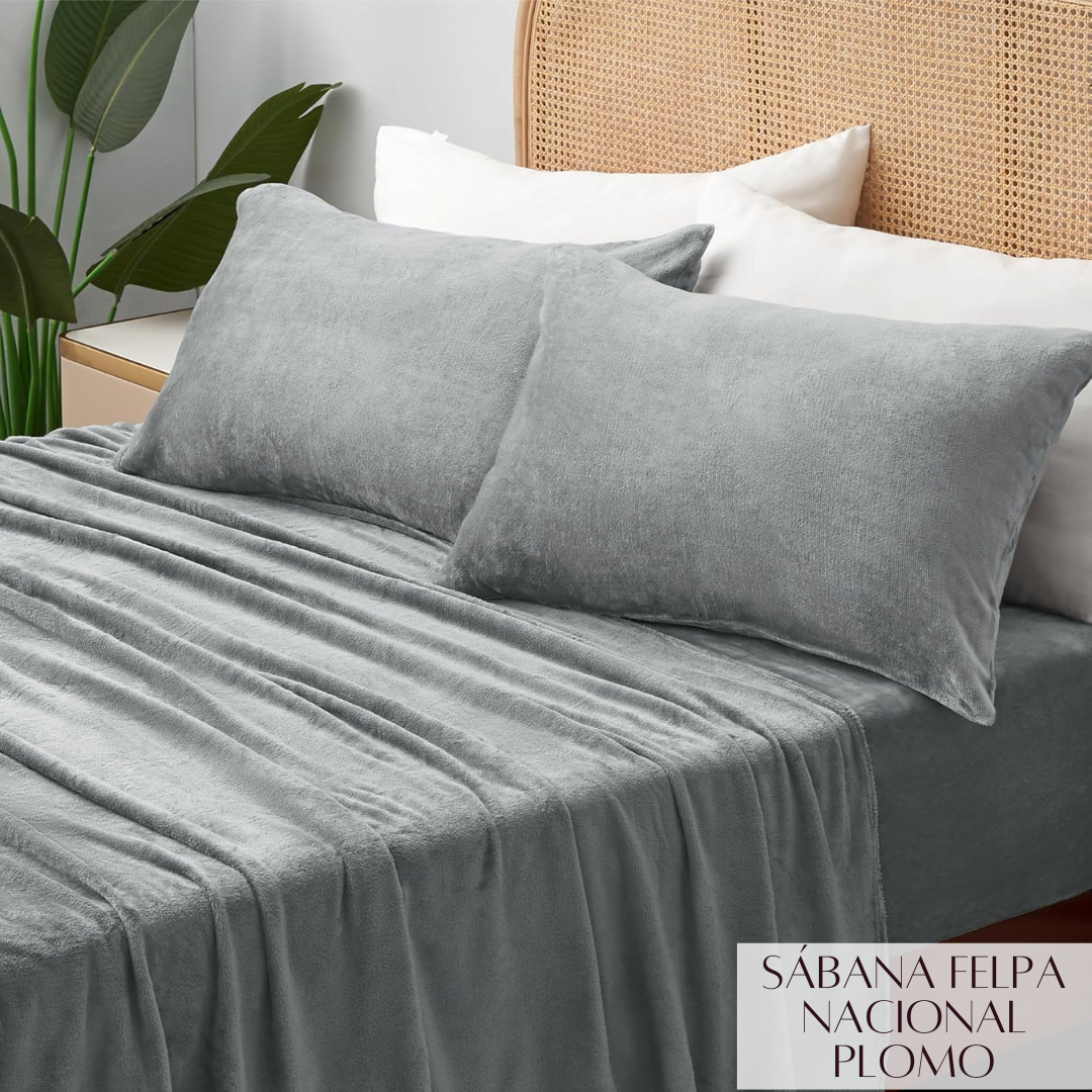 SABANA DE FELPA NACIONAL PLOMO