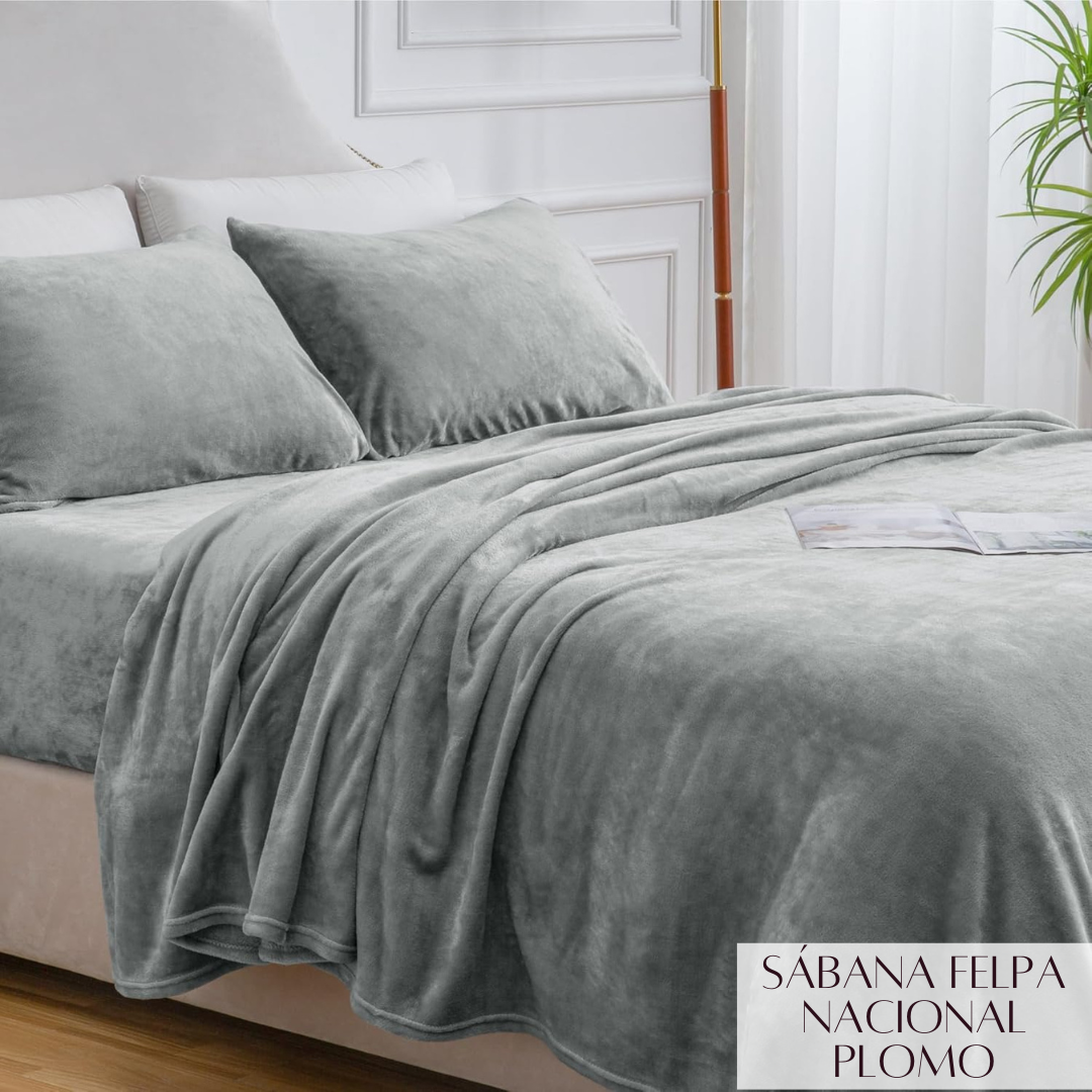SABANA DE FELPA NACIONAL PLOMO