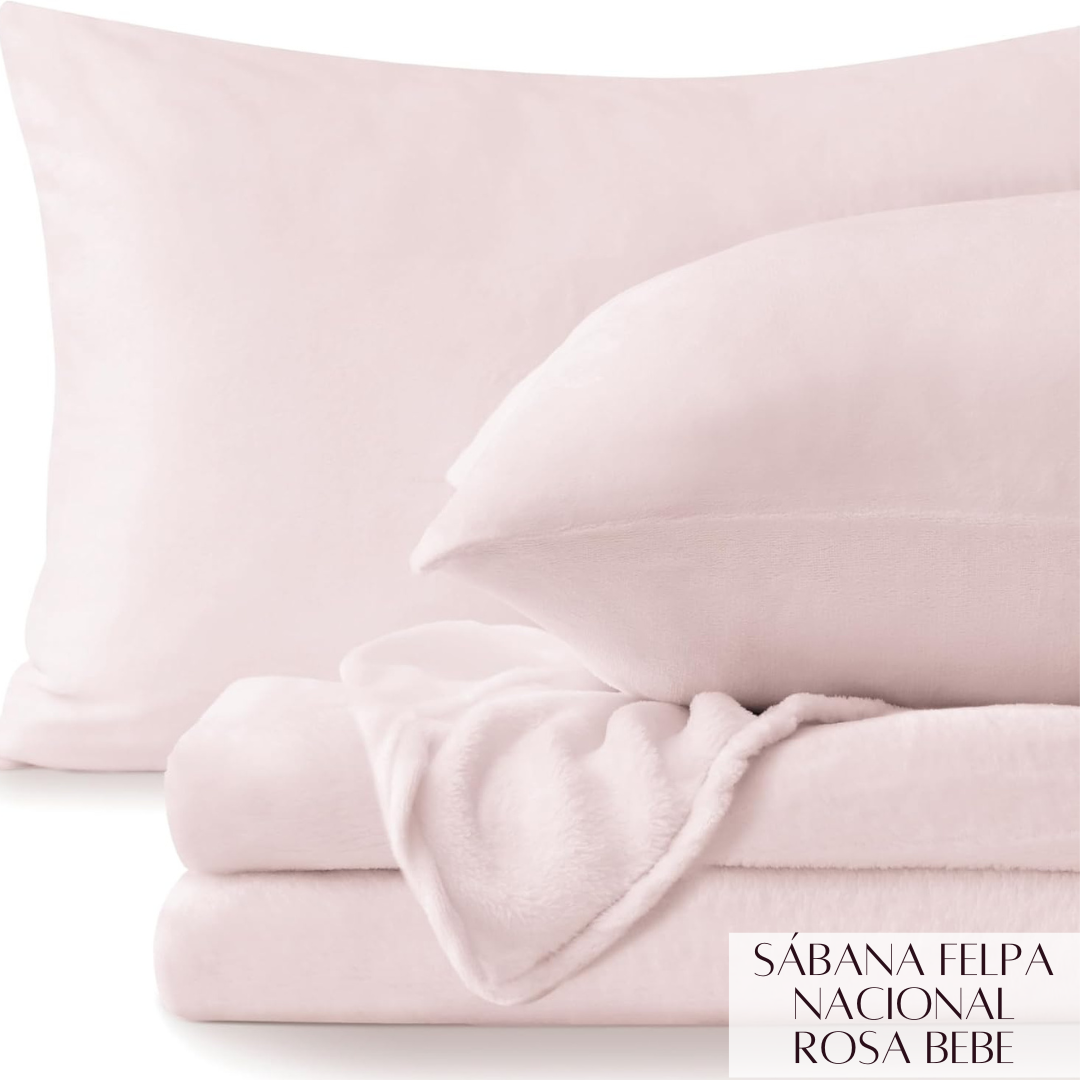 SABANA DE FELPA NACIONAL ROSA BEBE