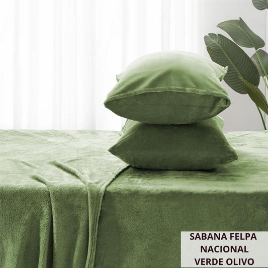 SABANA DE FELPA NACIONAL VERDE OLIVO